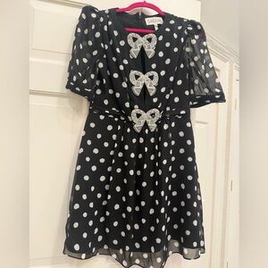 SALONI Black and White Polka Dot Kids Dress